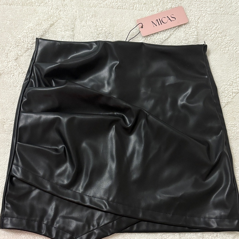 Micas Black Faux Leather Mini Skirt